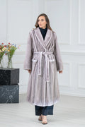 Silver Blue Mink Fur Coat - Women's Velvet Coat