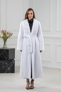 White Mink Fur Coat - Women's Velvet Coat