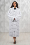 White Mink Fur Coat - Women's Velvet Coat