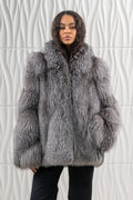 Blue Frost Fox Fur Short Jacket - Women's Short Jacket
