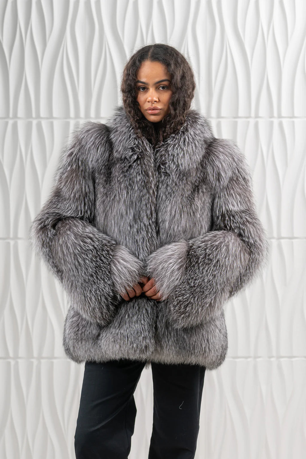 Blue Frost Fox Fur Short Jacket - Women's Short Jacket