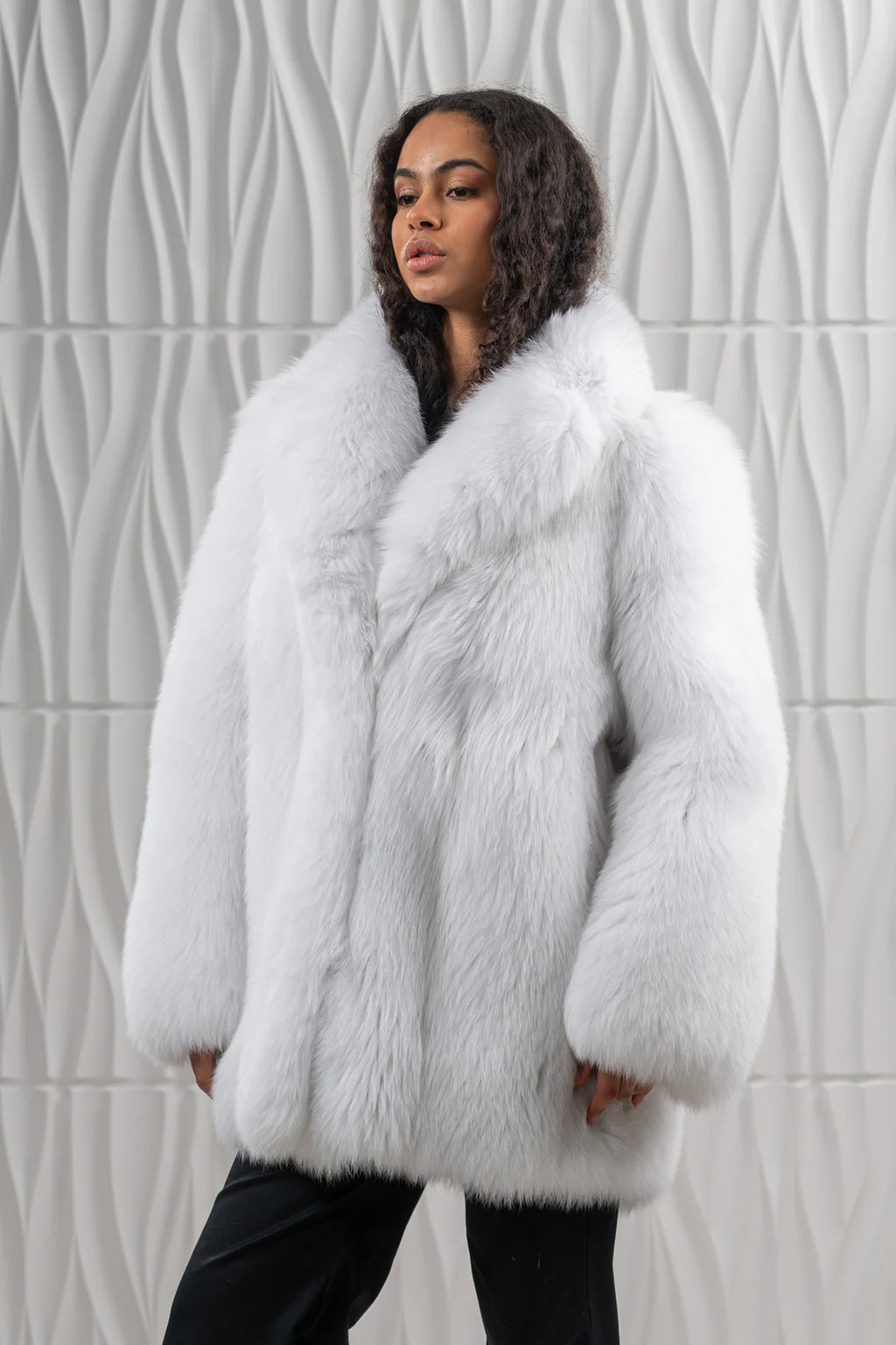 Shadow Blue Frost Fox Fur Short Jacket - Women's Short Jacket