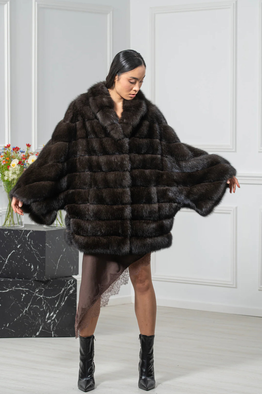 Carbonio Silvery Russian Sable Short Jacket - Women's Short Jacket