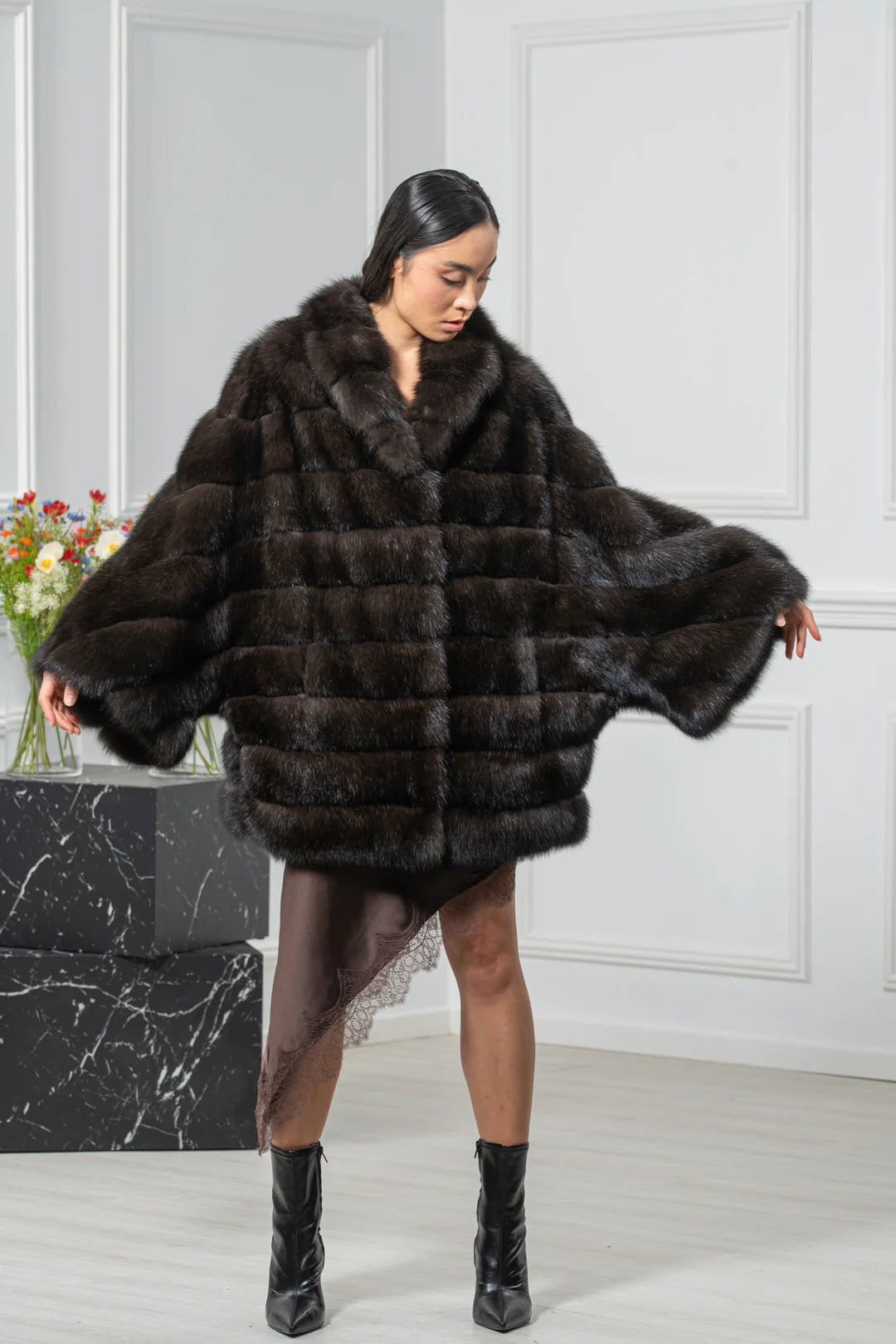 Carbonio Silvery Russian Sable Short Jacket - Women's Short Jacket