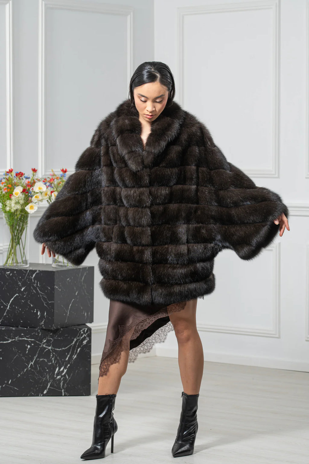 Carbonio Silvery Russian Sable Short Jacket - Women's Short Jacket